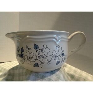 Covington Edition Avondale Stoneware Creamee Blue Floral Pitcher Japan Vtg